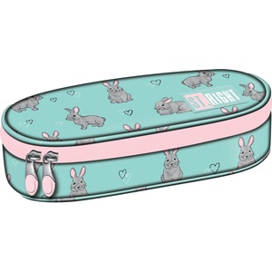 ST.RIGHT Овален ученически несесер St. Right Grey Rabbits - С 1 цип (PC01)