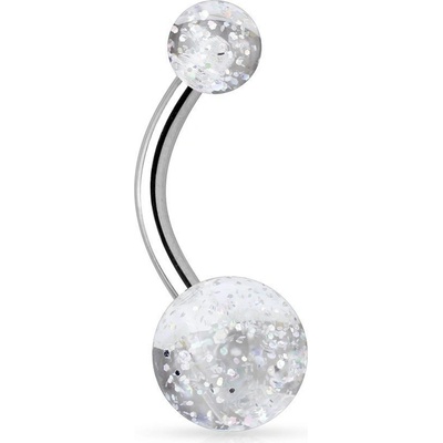 Šperky4U piercing do pupíku banánek se třpytkami BA01044-C