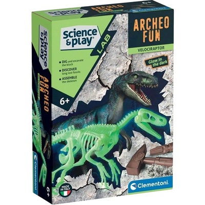 Clementoni Образователен комплект Clementoni Science & Play - Разкрий скелет на велоцираптор (75126)