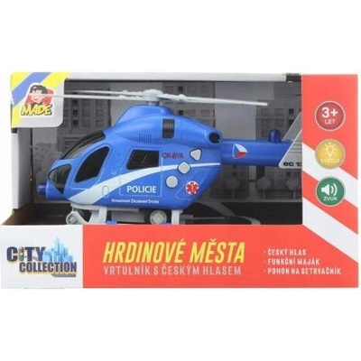 MaDe helikoptéra modrá záchranářská se zvukem a světlem na baterie