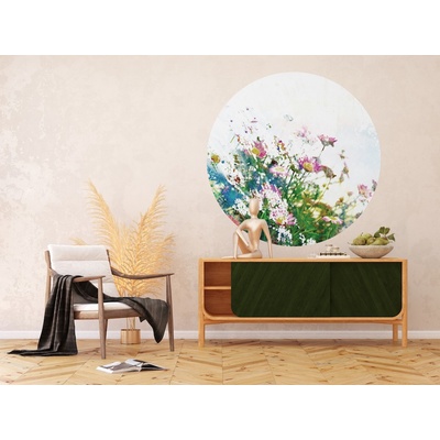 AG Design CR3301 Samolepicí vliesová fototapeta Polní květiny, rozměry 140 x 140 cm