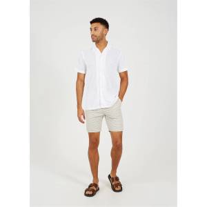 Brave Soul Mens Striped Yarn Dyed Cotton Short - Navy Stripe