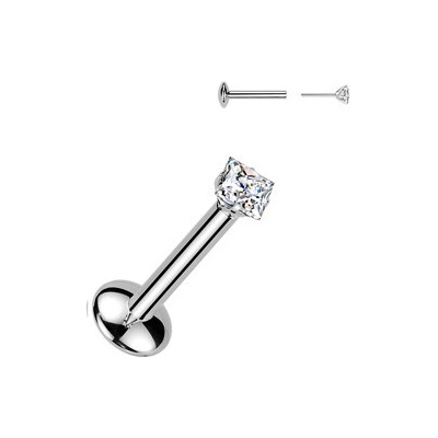 Šperky4U Piercing do brady PUSH IN labreta TITAN Moissanit 0.18ct TM013