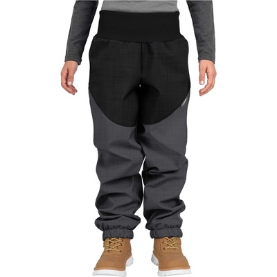 Unuo Dětské softshellové oteplovačky se sherpou Light Černá Źíhaná Šedá Žíhaná