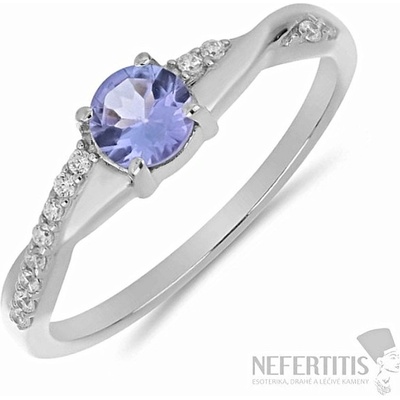 Nefertitis Prsten stříbrný s broušeným tanzanitem a zirkony 012722 TZ