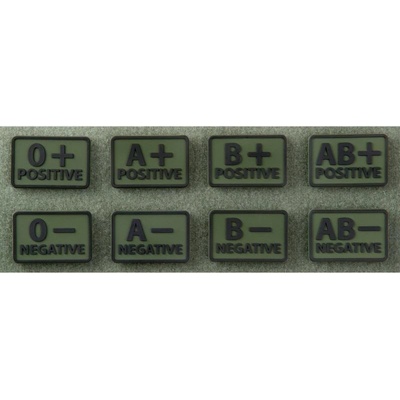Helikon-Tex BLOOD PATCH set 2ks, označenie krvnej skupiny - OLIVA, 0/Rh-