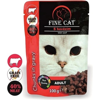FINE CAT GRAIN FREE Adult HOVĚZÍ v omáčce 22 x 100 g