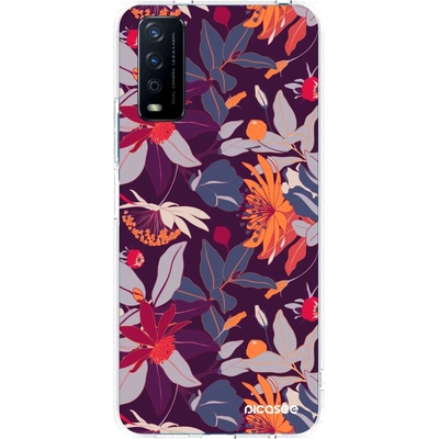 Pouzdro Picasee silikonové Vivo Y11s Purple Leaf čiré