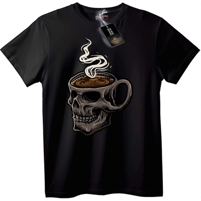 NOONEBRAND Тениска Skull Кафе - M, White