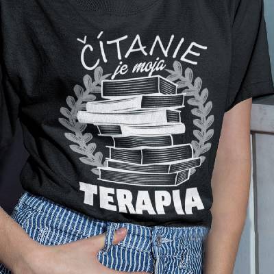 Tričko s potlačou Čítanie je moja terapia čierna