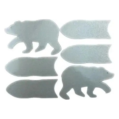 ShamanRacing reflexné samolepky, medveď, set 6 ks, strieborná