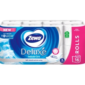 ZEWA Тоалетна хартия Zewa Deluxe Delicate Care, 3-слойна, 16 ролки, ролка 19, 3 м
