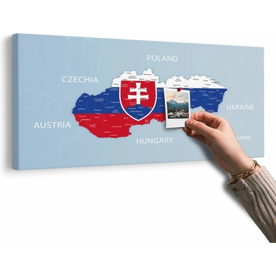 Obraz na korku mapa Slovenska so štátnym znakom