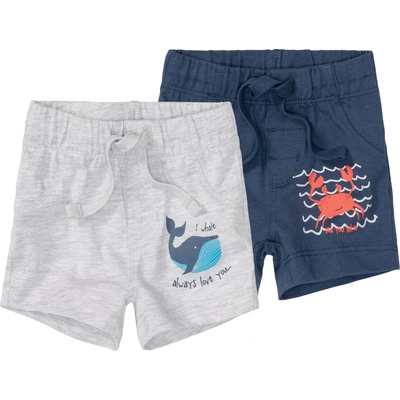 Lupilu chlapecké kraťasy s BIO bavlnou 2 kusy šedá bílá