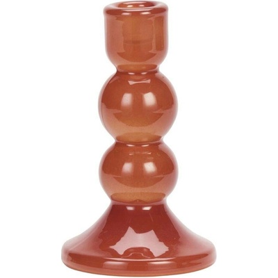 MADAM STOLTZ Skleněný svícen Red 15 cm, červená barva, sklo