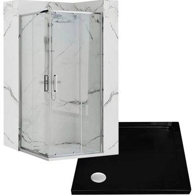 REA/S Sprchovací kút PUNTO 80x80 So sprchovou vaničkou Savoy black KPL-K1863