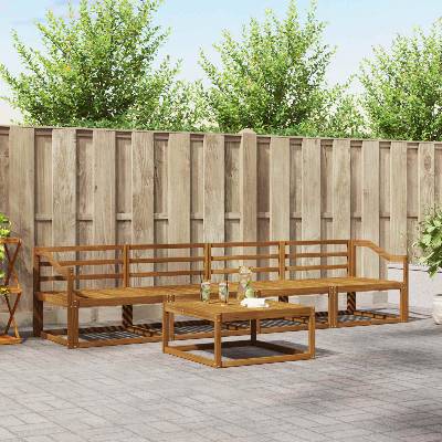 vidaXL Комплект дивани за открито 5 pcs Естествен (3367172)