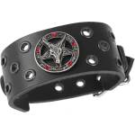 Leather & steel fashion гривна Бафомет - черен - кристално червено - LSF1 63-a