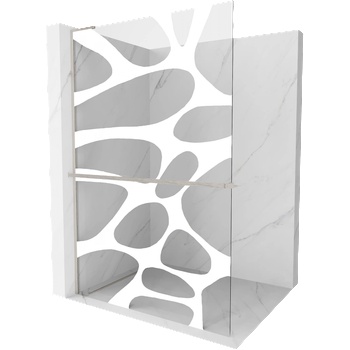 Mexen Kioto+ L душ преграда със стойка Walk-in 110 x 200 см, бяла вълна, четка никел - 800-110-123-97-97 (800-110-123-97-97)