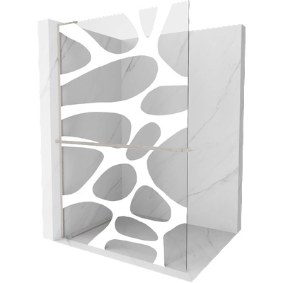 Mexen Kioto+ L душ преграда със стойка Walk-in 110 x 200 см, бяла вълна, четка никел - 800-110-123-97-97 (800-110-123-97-97)