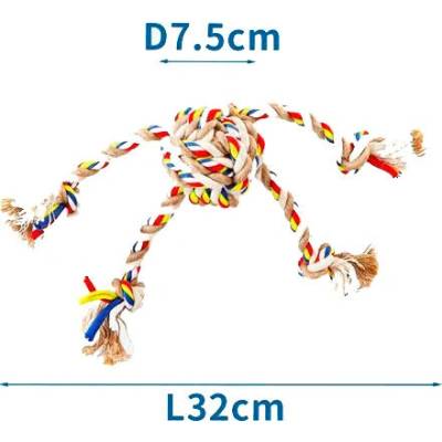 Nobleza bavlněné lano s míčkem a 4 uzly 32 cm béžové