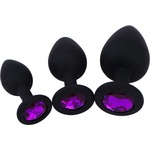 SuperLove Jewel Silicone Butt Plugs Training Kit Black-Purple