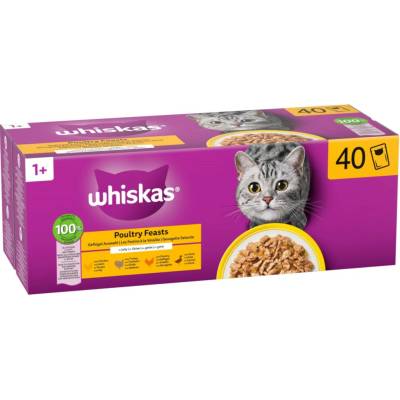 Whiskas 1+ Adult kapsičky 40 x 85 g Drůbeží v želé 4 druhy