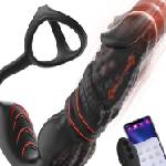 SuperLove Fast & Strong Thrusting Prostate Massager Anal Vibrator with Penis Ring, Remote & App Black