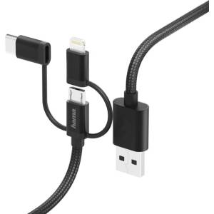 Hama Кабел Hama - 3 в 1, USB-A/Micro USB/Lightning/USB-C, 1.5 m, черен (HAMA-183304)