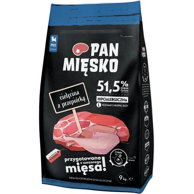 PAN MIĘSKO 2x9кг Large Puppy Pan Mięsko, суха храна за кучета - телешко с пъдпъдък
