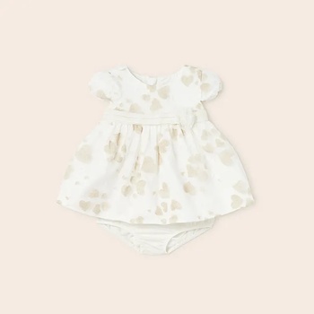 Image 1 of Mayoral Официална рокля в мръсно бяло за бебе момиче със златисти сърца Майорал