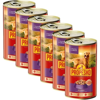 Propesko Dog Консерва с телешко и пиле в сос 6 x 1240 г