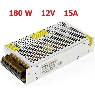 Transformátor elektronický, 12V, 15A, 180W, převaděč napětí z 240V na 12V, pasivní chlazení