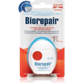 Biorepair Dental Floss Non-Waxed Ultra-Flat конец за зъби без восък за чувствителни зъби Red 30 м