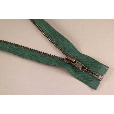 Deliteľný kovový starokovový zips č.5 viac farieb - dĺžka (30 - 100 cm) 40 cm tmavo zelená bez ozdoby