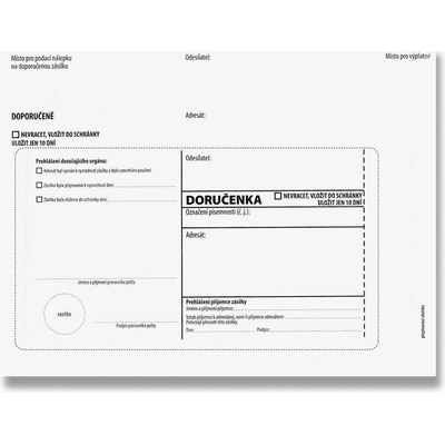 Krkonošské obálky Doručenka - C5, bez pruhu, s poučením, 1000 ks