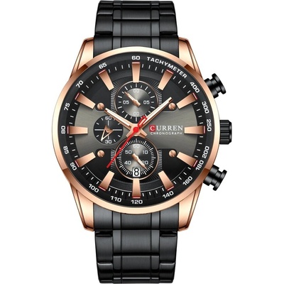 Curren Мъжки часовник Curren Orrery, Хронограф, Неръждаема стомана, Кварцов, Черен/Розово злато (CURREN-8351-BLACK-ROSEGOLD)