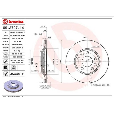 BREMBO Brzdový kotúč 09A72711