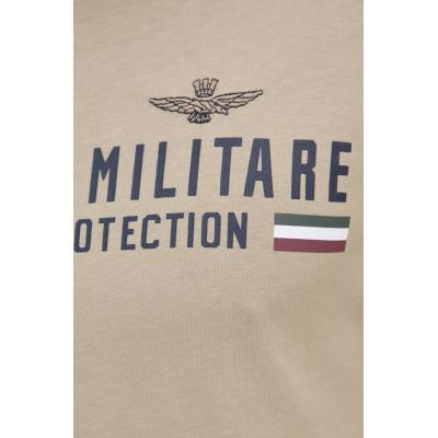 Aeronautica Militare Памучна тениска Aeronautica Militare в бежово с принт TS1942J538 (TS1942J538)