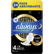 Always Ultra Secure Night Hygienické vložky s křidélky 24 ks