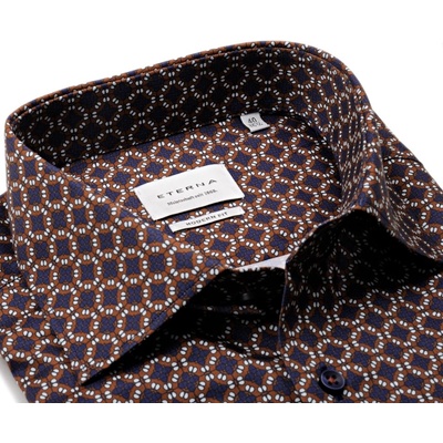 Eterna Modern Fit košile s hnědo-modrými ornamenty