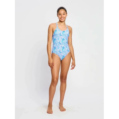 Modibodi dievčenské menštruačné plavky Cross Back One Piece Super Paisley Pink jednodielne