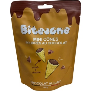 Bitecone Франция (Fabriqué en Bretagne) Bitecone Вафлени Фунийки с Млечен Шоколад 100 г