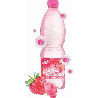 Lucka Tvoj vodný anjel Pramenitá voda + kolagén jahoda a ruža 0,5 l
