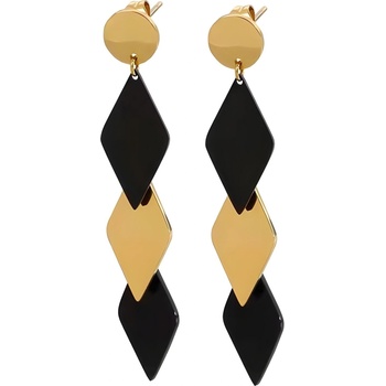 HARAHU Обеци bi-15265 - Златна / Черна kp15265 (bi-15265)