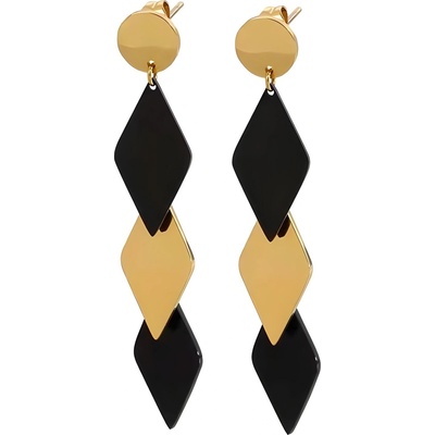 HARAHU Обеци bi-15265 - Златна / Черна kp15265 (bi-15265)