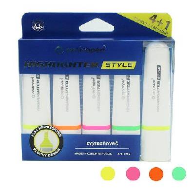 Centropen Zvýrazňovač Highlighter 6252/4+1 sada STYLE FLUO Množství: Ks