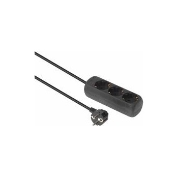 MicroConnect 3-way Schuko Socket 3M Black Without ON/OFF Switch, with child protection