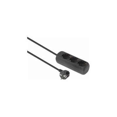 MicroConnect 3-way Schuko Socket 3M Black Without ON/OFF Switch, with child protection