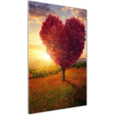 Vertikálny foto obraz sklenený Drevo srdce 50x100 cm